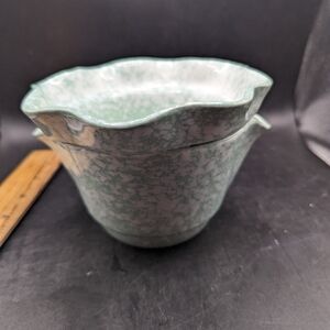 Vintage Elegant Green Spongeware Two Piece Planter